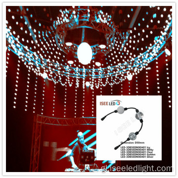 Video DMX Video 3D Cortina de corda de esfera LED